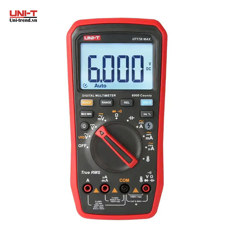 Đồng hồ vạn năng điện tử UNI-T UT17B MAX (1000V, 10A, TrueRMS, 500°C, Auto)